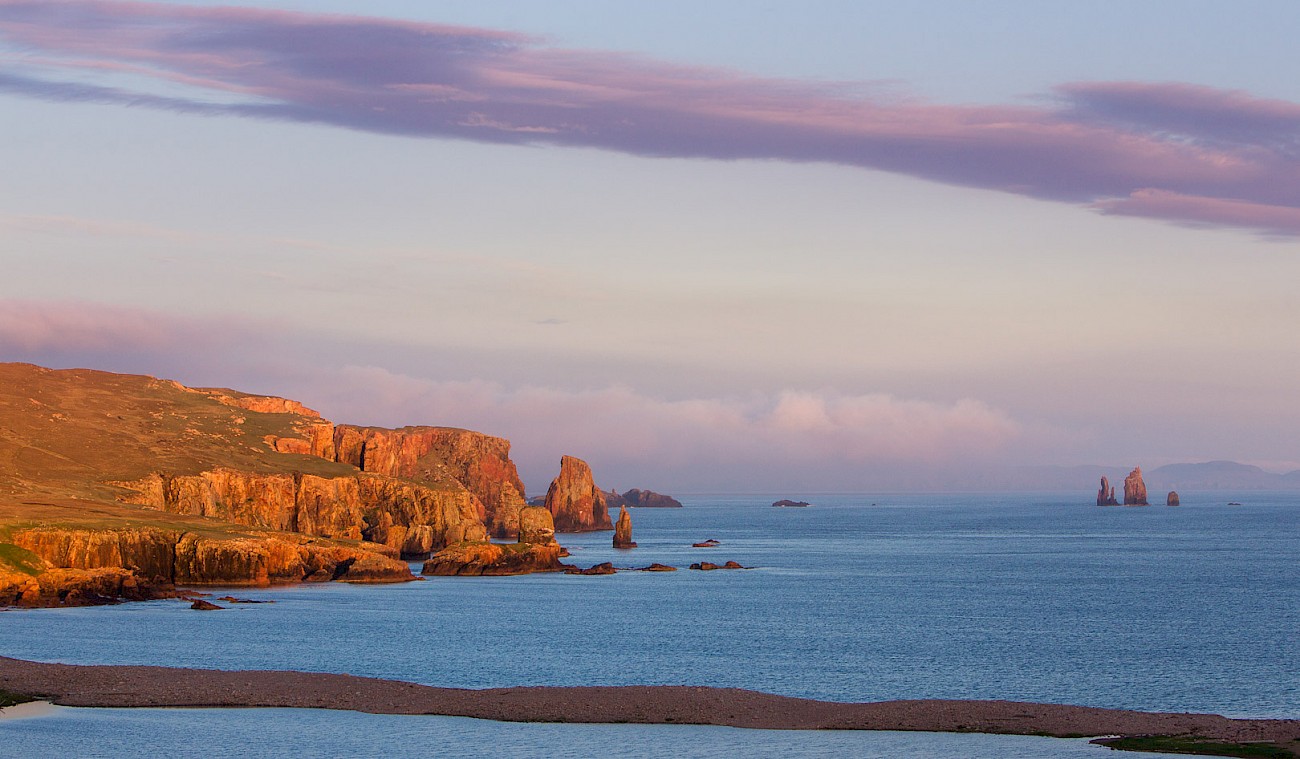 The Heads of Groken and the Drongs sea stacks